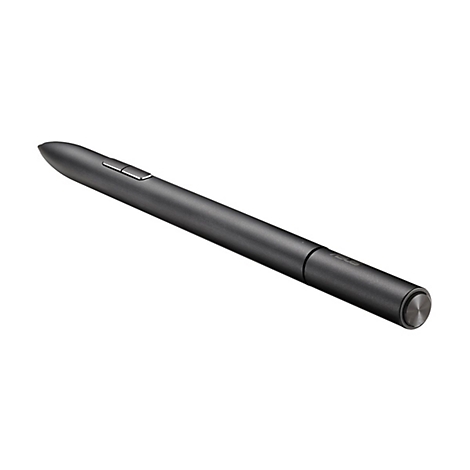 Eleganter, schwarzer ASUS Eingabestift mit zwei seitlichen Tasten auf weißem Hintergrund.
