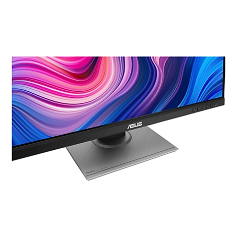 Monitor mit farbenfrohem Hintergrund. Unten das Logo ASUS und eine Standfläche mit ProArt Schriftzug.