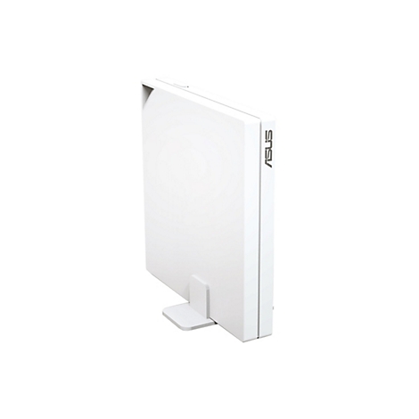 Weißes ASUS-Produkt. Aufrecht stehend mit Ständer und ASUS-Logo.