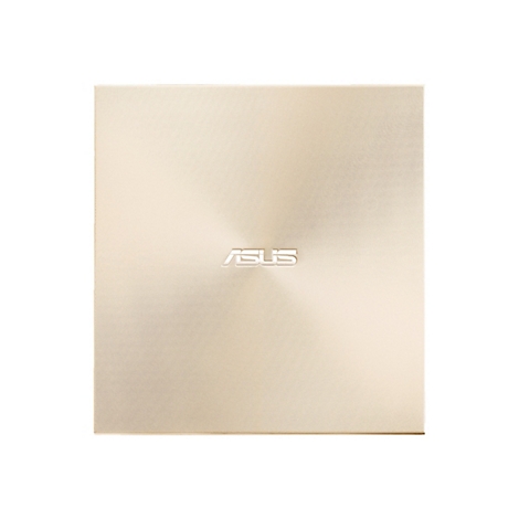 Couvercle d'ordinateur portable or clair avec motif de rainures circulaires et logo ASUS.