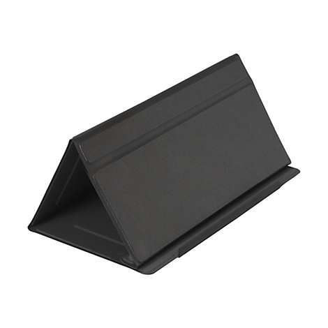 Schwarze Tablet-HÃ¼lle in dreieckiger Form, auf weiÃŸem Hintergrund.