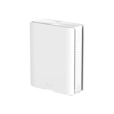 Appareil WiFi ASUS blanc, debout, avec le logo en bas. Le côté indique 'ASUS ZenWiFi'.