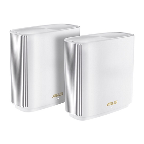 Zwei weiÃŸe Router mit geriffelten Seiten und goldenem Asus-Logo. Sie stehen vor weiÃŸem Hintergrund.