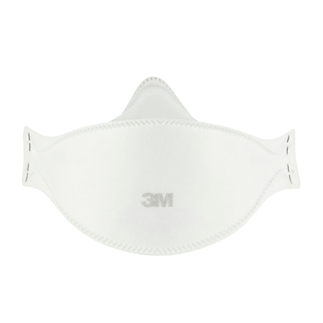 Weiße Atemschutzmaske mit 3M-Logo.