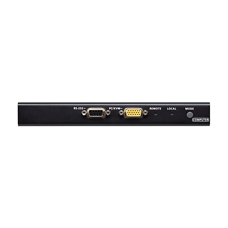 Schwarze Frontblende mit RS-232 Anschluss, VGA-Buchse und einem MODE-Taster.
