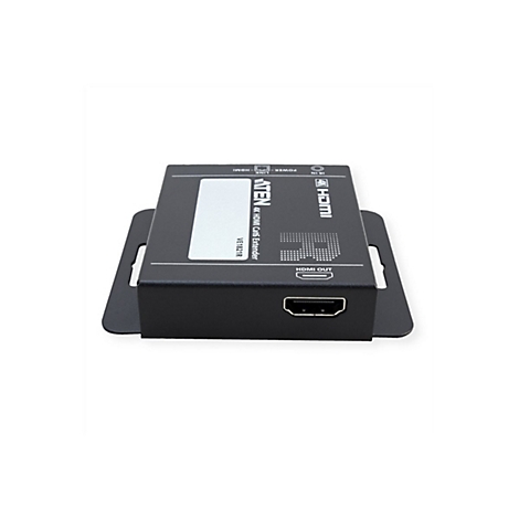 Schwarzer Aten 4K HDMI Cat6 Extender VE1821R von vorne mit HDMI-Ausgangsbuchse.