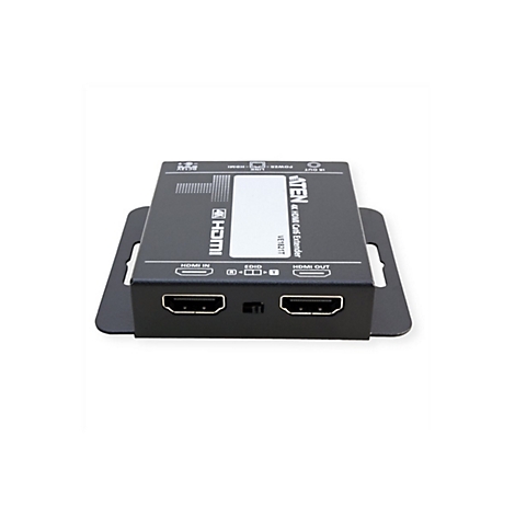 Schwarzer Aten HDMI Cat6 Extender VE1821T mit zwei HDMI-Anschlüssen vor weißem Hintergrund.