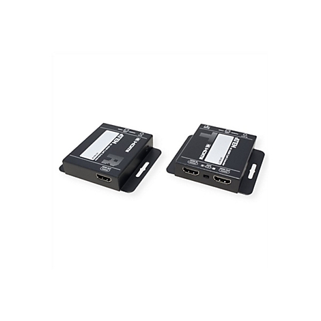 Zwei schwarze ATEN HDMI-Extender-Boxen vor weißem Hintergrund.