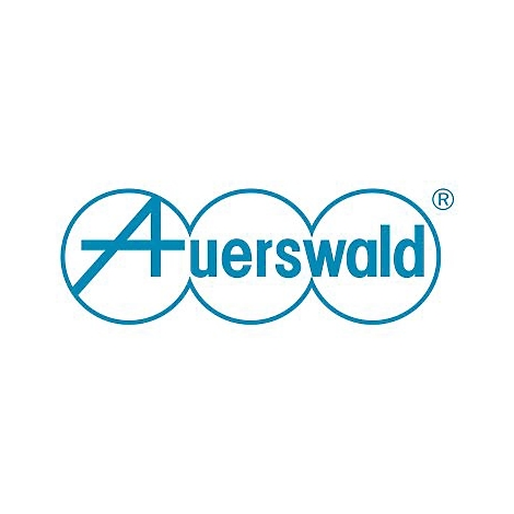 Blaues Firmenlogo Auerswald mit drei verbundenen Kreisen als Hintergrund.