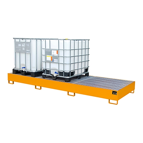 Auffangwanne AW 1000-3, für 3 IBC-Container à 1000 l oder 10 Fässer à 200  l, L 3850 x B 1300 x H 340 mm, unterfahrbar, div. Farben günstig kaufen