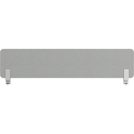 Graues Akustikpaneel, horizontal, mit weißen Halterungen.