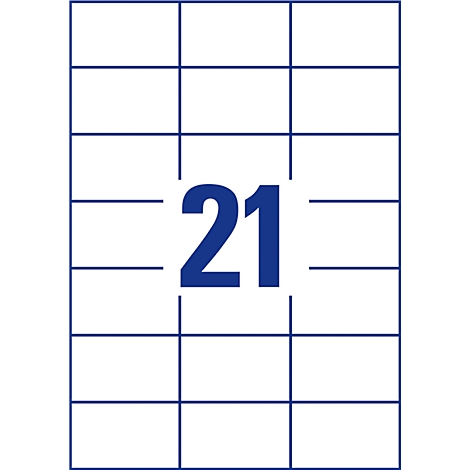 Planche étiquettes autocollantes sur feuille A4 : 70 x 42,3 mm (21  étiquettes)