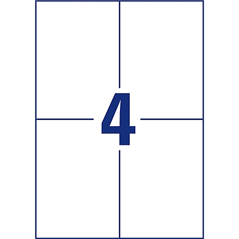White label with the number 4 in dark blue and blue lines dividing the label into sections.