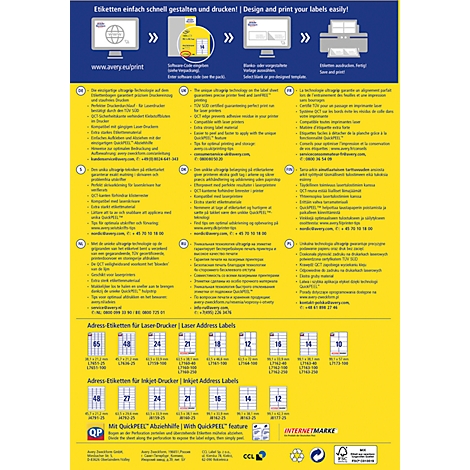 Yellow and blue advertisement for labels, highlighting design and printing. Various labels are depicted on the poster.
