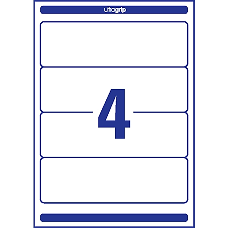Blue bordered label with the number 4. 'ultragrip' is written above.