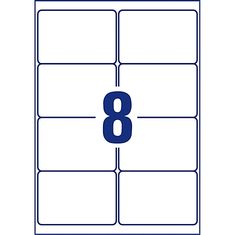Sticker with eight rectangular fields, outlined with blue lines, with the number '8' in the middle.