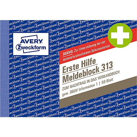 AVERY® Zweckform Meldeblock „Erste Hilfe DGUV Vorschrift 1“, A5 o. A6,  gelocht, 50 Blatt weiß günstig kaufen