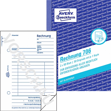 Avery Zweckform Rechnung Nr. 706 günstig kaufen | Schäfer Shop