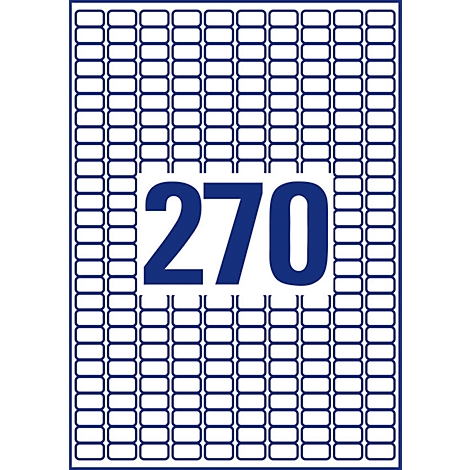 Blue label with the inscription "270" and many small rectangular labels.