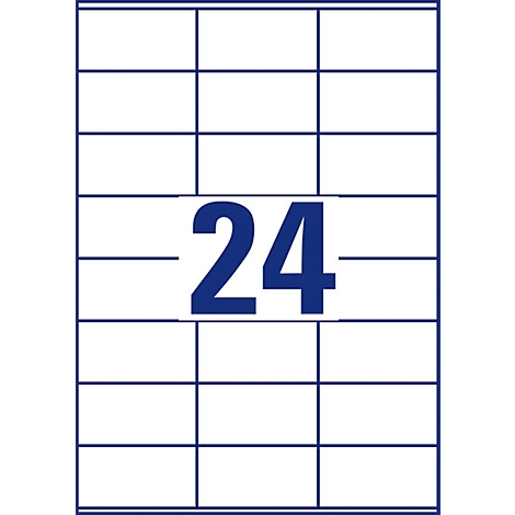 Sheet of labels with 24 fields, dark blue border, and the number 24 in the center.