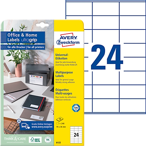 Label pack with blue and yellow packaging and 24 labels.