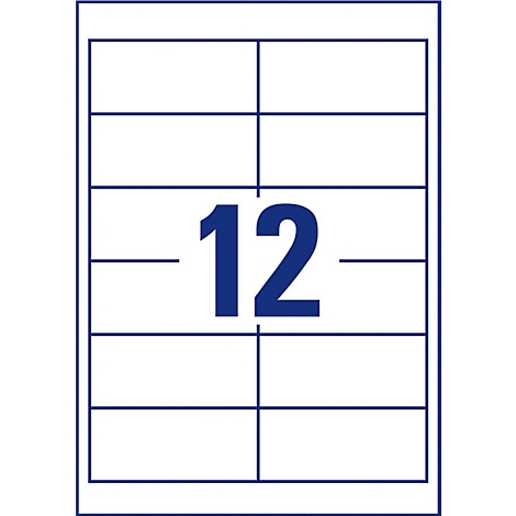Sticker with 12 fields, blue lines on white background, blue number 12.