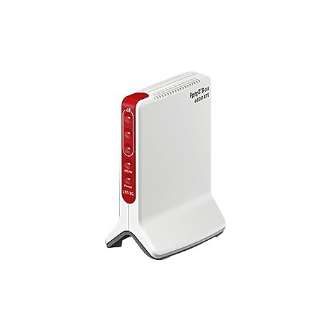 Ein weiÃŸer Router mit roter Leiste. Aufschrift: Fritz!Box 6820 LTE.