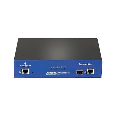 Extendeur KVM bleu et noir. Inscription : Avocent HMX5000 Series Transmitter.
