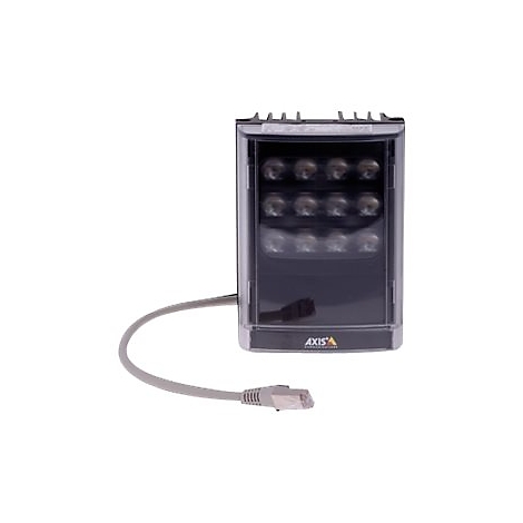Module LED noir avec 12 lampes, dans un boîtier transparent. Un câble gris avec connecteur RJ45 est connecté.