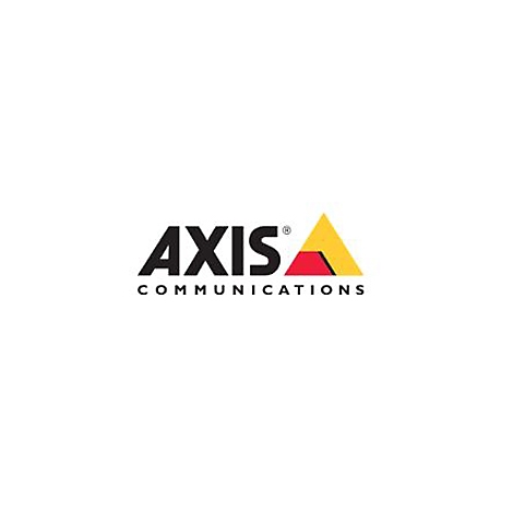 Logo d'Axis Communications. Lettres noires, un triangle jaune et rouge.