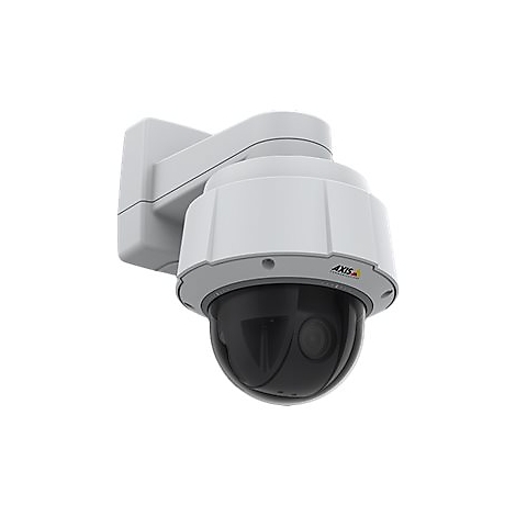 Caméra de surveillance blanche avec dôme noir et logo AXIS.