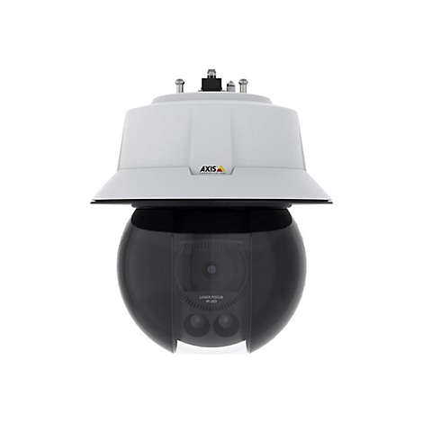 Caméra blanche et noire, tête sphérique, texte LED IR, logo AXIS.
