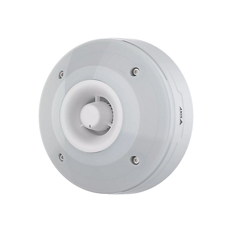 Plafonnier rond gris-blanc avec vis et lettrage AXIS.