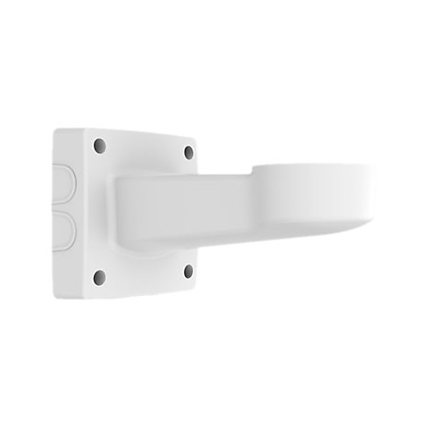Weißer Wandhalter mit quadratischer Basis, einem Arm und einer schalenförmigen Halterung.