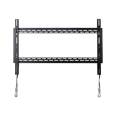 Schwarze, rechteckige Wandhalterung aus Metall mit zwei vertikalen Schienen und zwei Zugbändern zur Entriegelung.