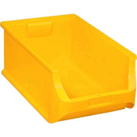 Bac de stockage jaune en plastique pour le rangement organisé de petites pièces.