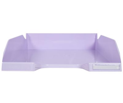Corbeille à Courrier Empilable A4 - Lot De 2 - Organisateur Bureau Paysage - Plastique Résistant Violet