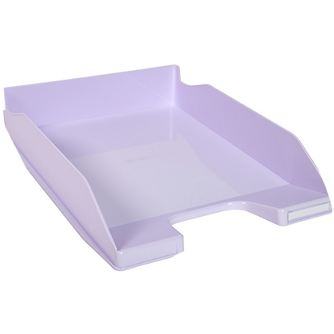 Bac en plastique violet clair. Le bac est incliné et comporte un renfoncement d'un côté.