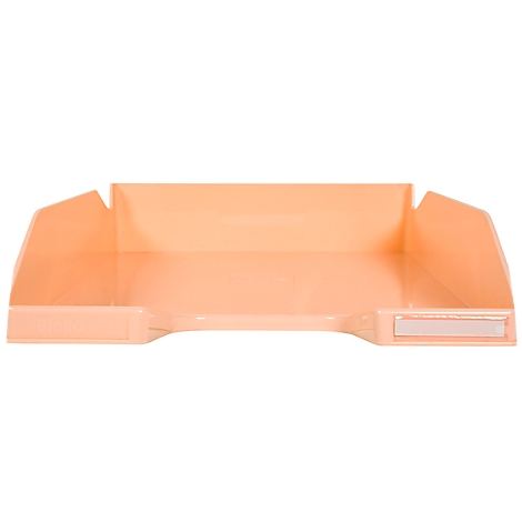 Bac en plastique orange clair conçu pour contenir du papier.