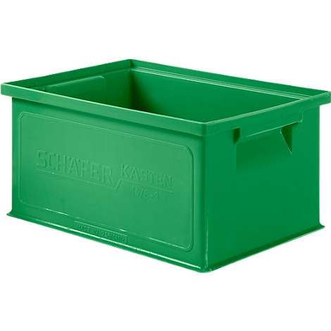 Boîte en plastique verte avec l'inscription "SCHÄFER KARTEN".