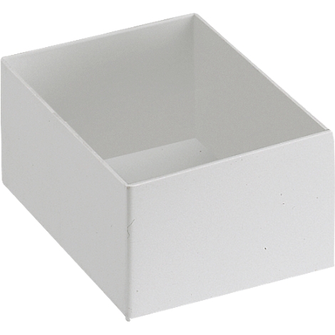 Boîte blanche ouverte. Rectangulaire, avec des côtés en pente.