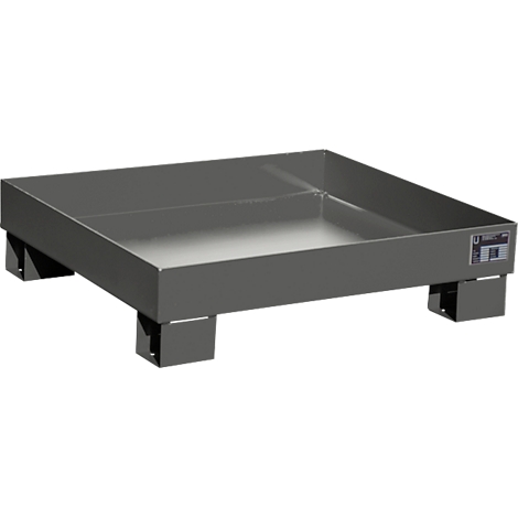 Bac de rétention AW60-2 - 68 litres - L 900 x l. 800 x H 220 mm - sans caillebotis - gris RAL 7005