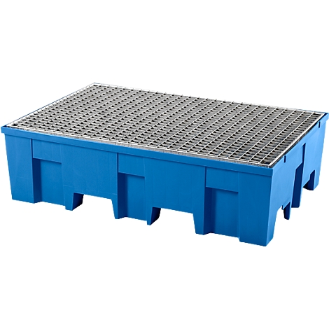 Conteneur de stockage en acier 6240 x 1450 mm avec bac de rétention pour  fûts 200 l à l'horizontal