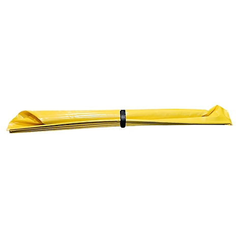 Matériau jaune enroulé, maintenu ensemble par une bande noire.