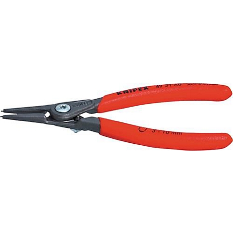 Pince à circlips rouge KNIPEX, gros plan. Inscription : 3-10 mm.