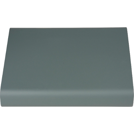 Bord arrondi gris-vert d'un objet.
