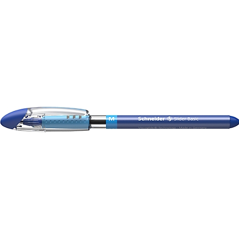 A blue pen with white text of Schneider Slider Basic.