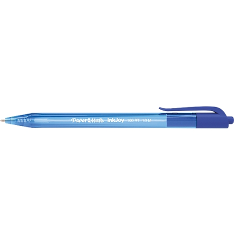 Blue pen with the inscription Paper Mate InkJoy.