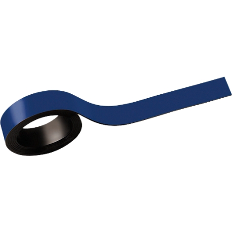 Ruban magnétique flexible bleu foncé enroulé, vue détaillée.