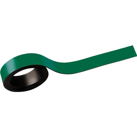 Un ruban vert enroulé avec un noyau noir qui se déroule de la bobine.